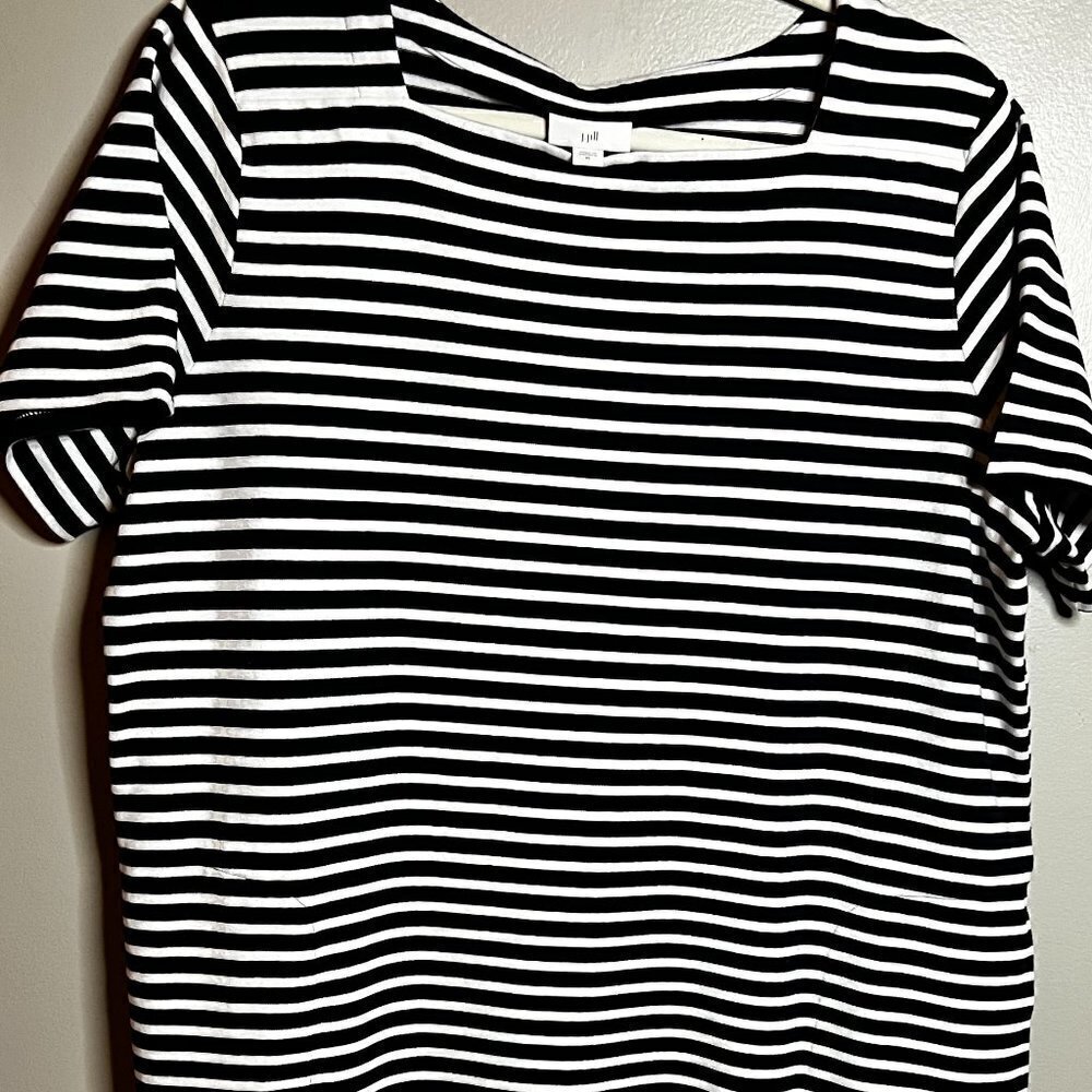 J Jill Striped Short Sleeve Square neck  Midi Dress Size XL